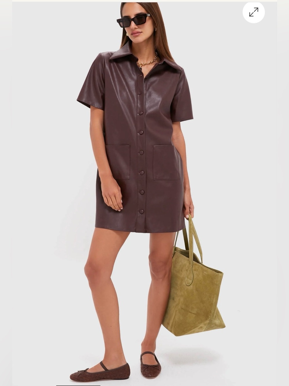 Merlot Leather Violetta Shirt Dress